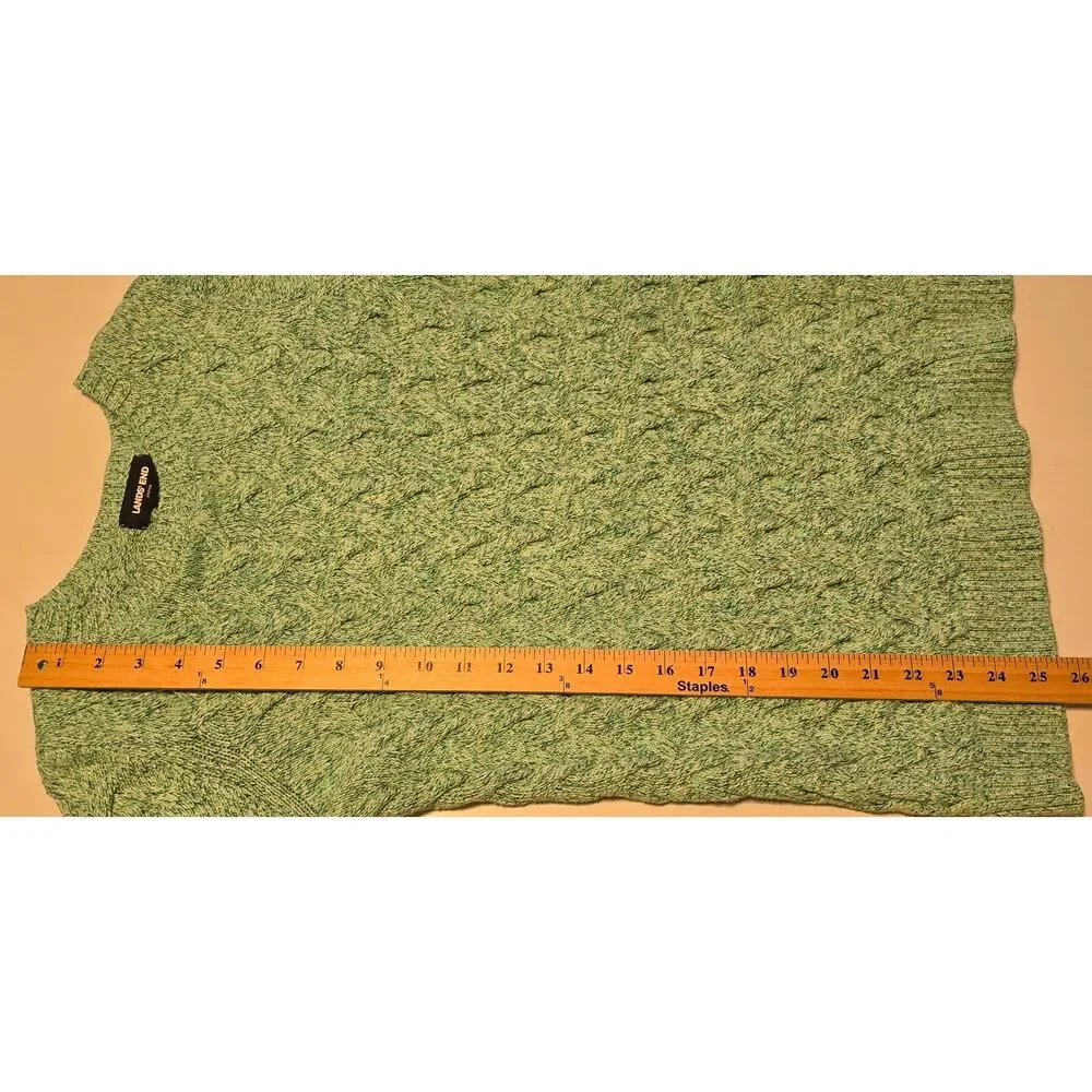 Lands End Drifter Sweater Womens Size Small Green Cable Knit Chunky Fisherman